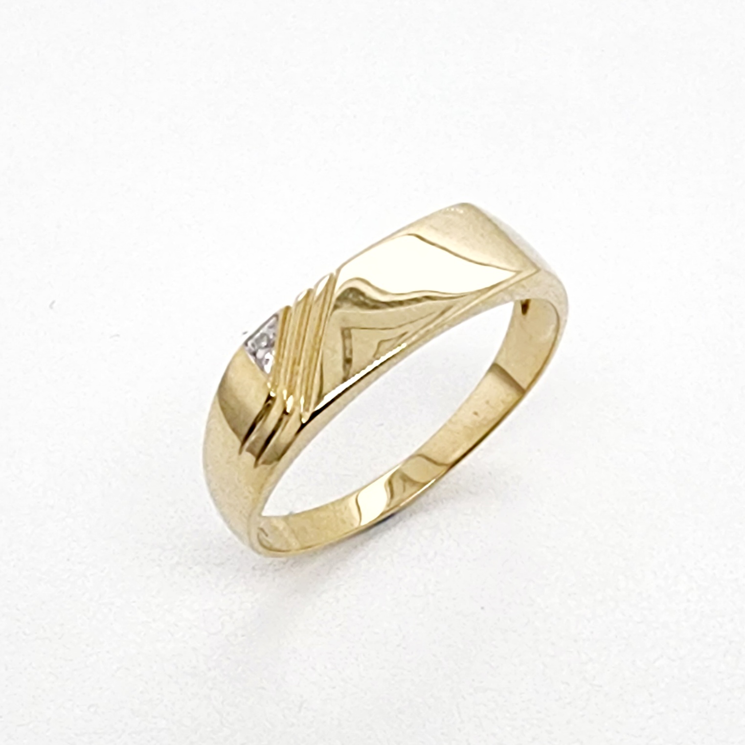 9ct Gold Mens Diamond Signet Wedding Ring Gold Rings 