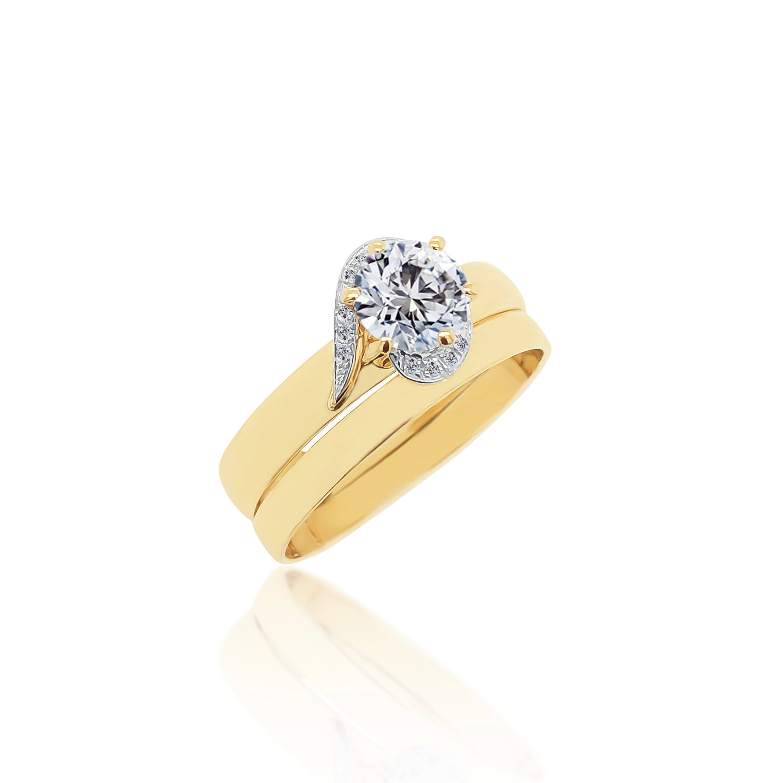9ct Gold Ladies 2 Piece Wedding Set Ring 014 Gold Rings 