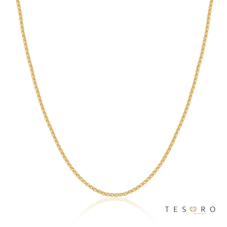 9ct Yellow Gold 1mm Diamond Cut Magic Wheat Link Chain Gold Chain 