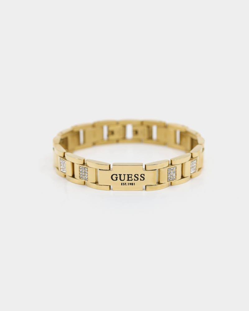 Guess Frontier 12mm Gold Tone & Crystal Bracelet GUESS JEWELLERY 