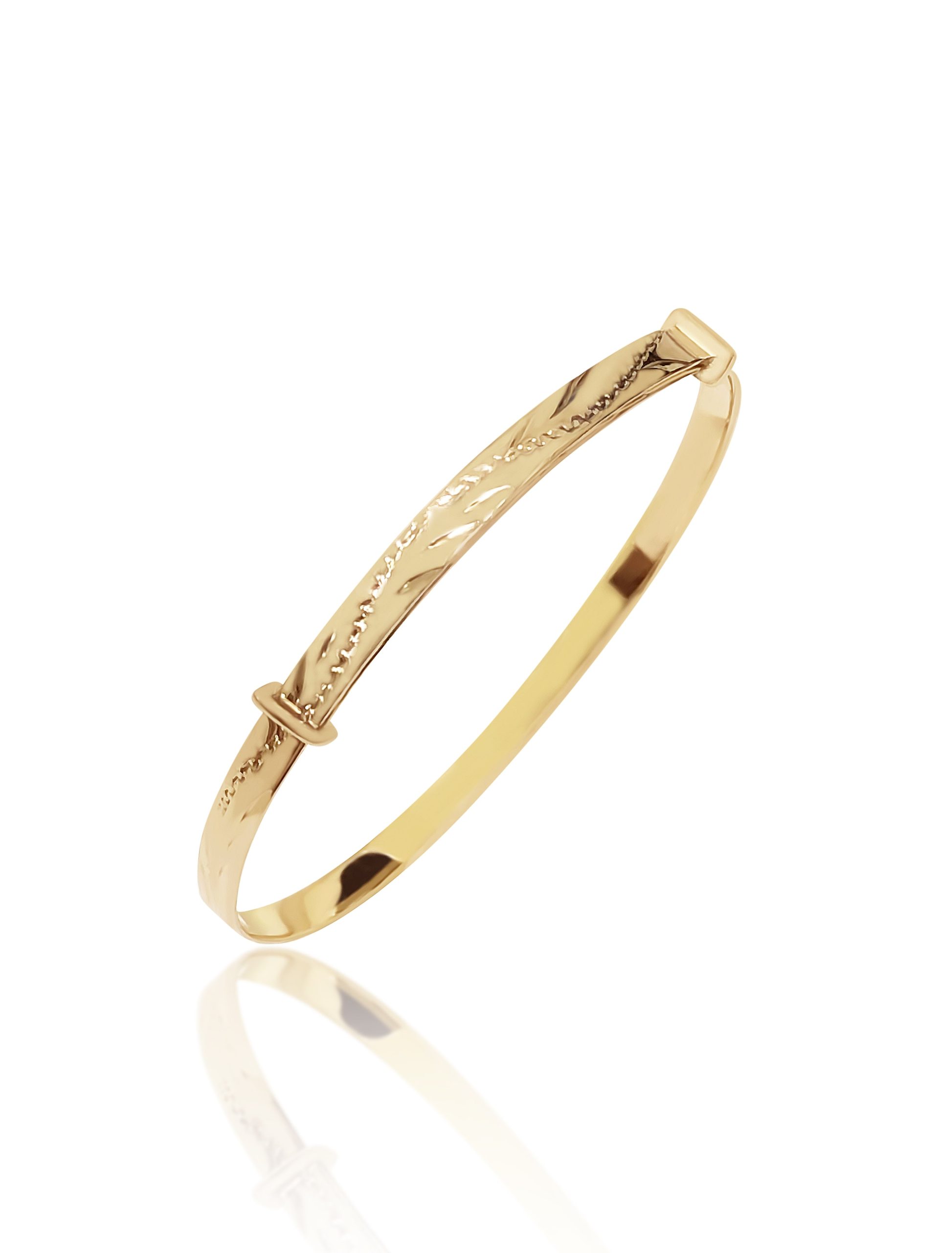 9ct Yellow Gold Medium Engraved Baby Expanding Bangle Gold Bracelets 