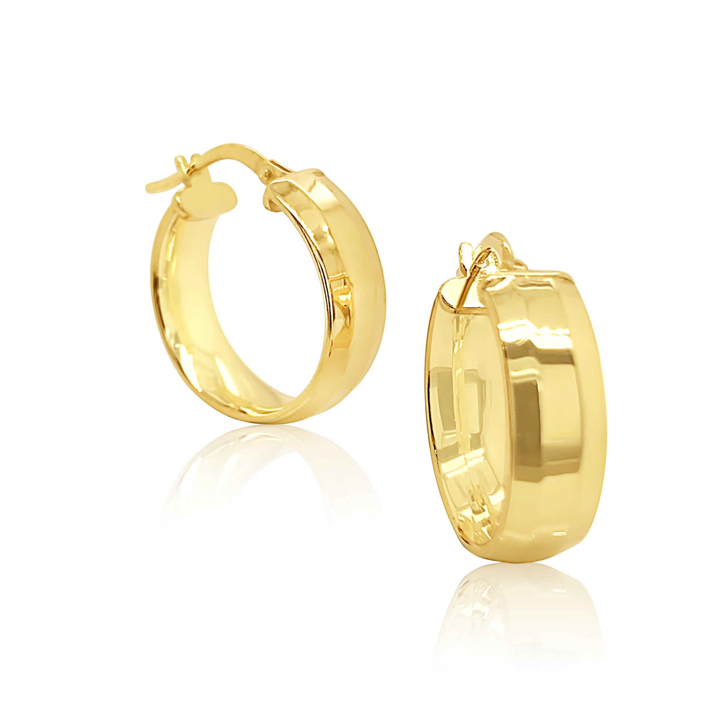 9ct Yellow Gold Silver Filled 15mm Diameter Hoop Earrings Gold & Silver Bonded Earrings, Gold Earrings 