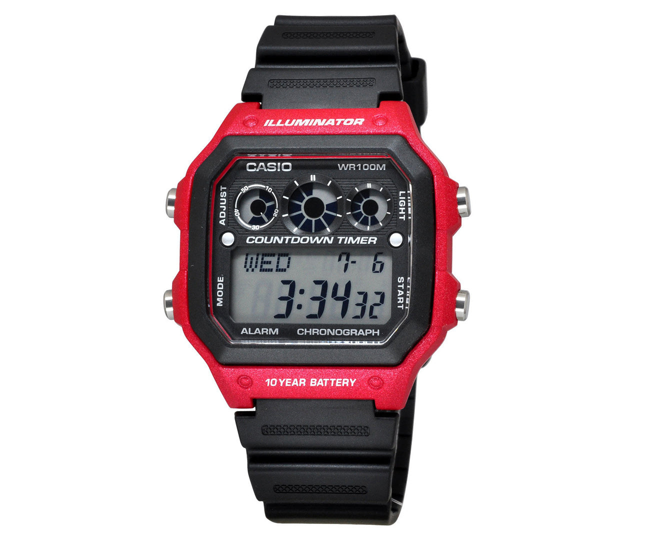 Casio Men's 38mm Sports Watch - Black/Red AE1300WH-4A CASIO 