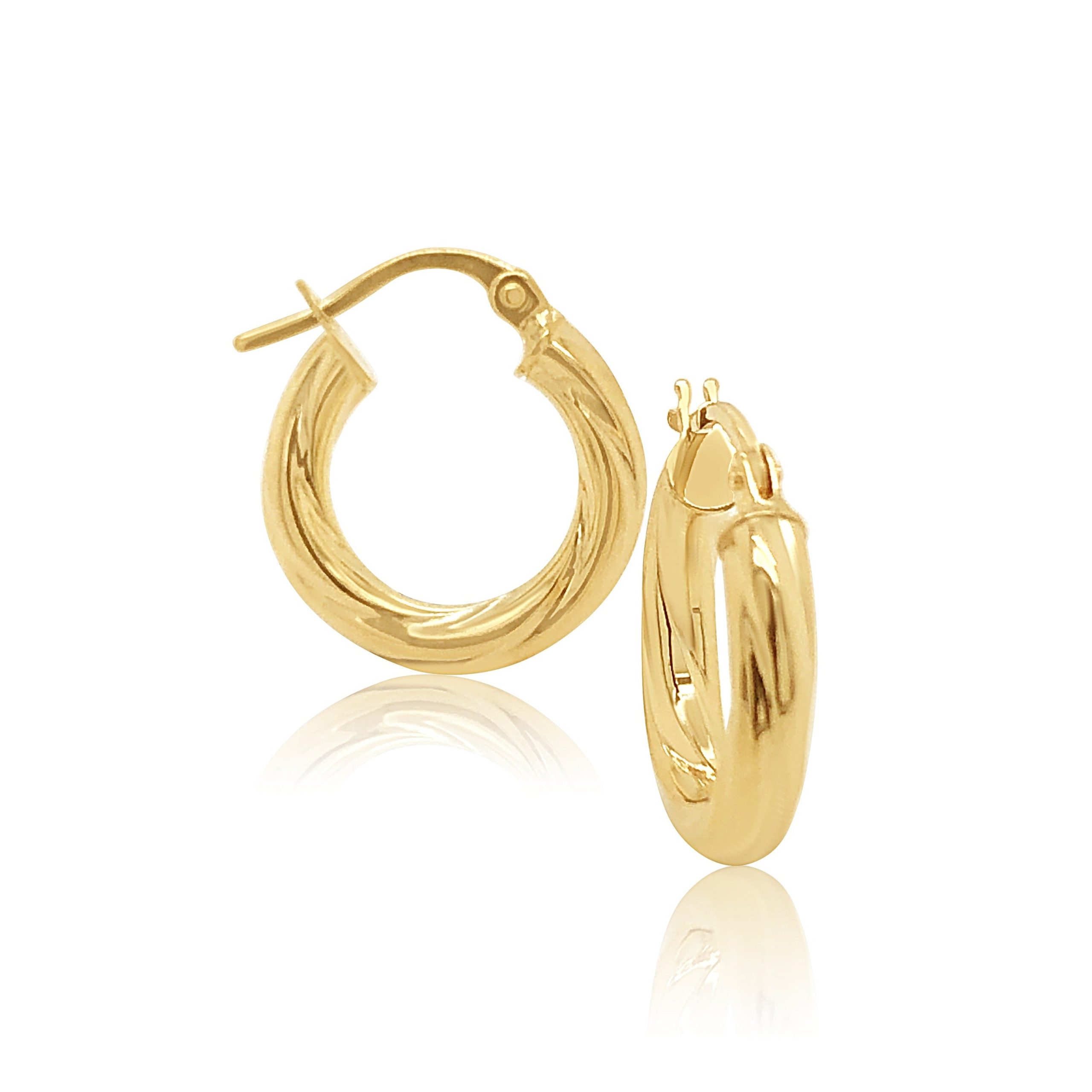 9ct Yellow Gold 3mm x 10mm Diameter Twist Hoop Earrings - 5ER0025 Gold Earrings 