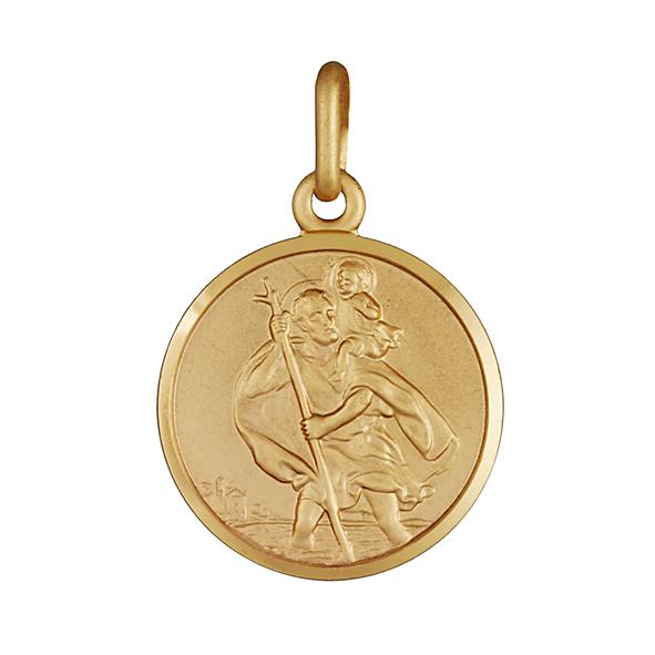 9ct Yellow Gold Saint Christopher Pendant 16mm Round Gold Pendants 