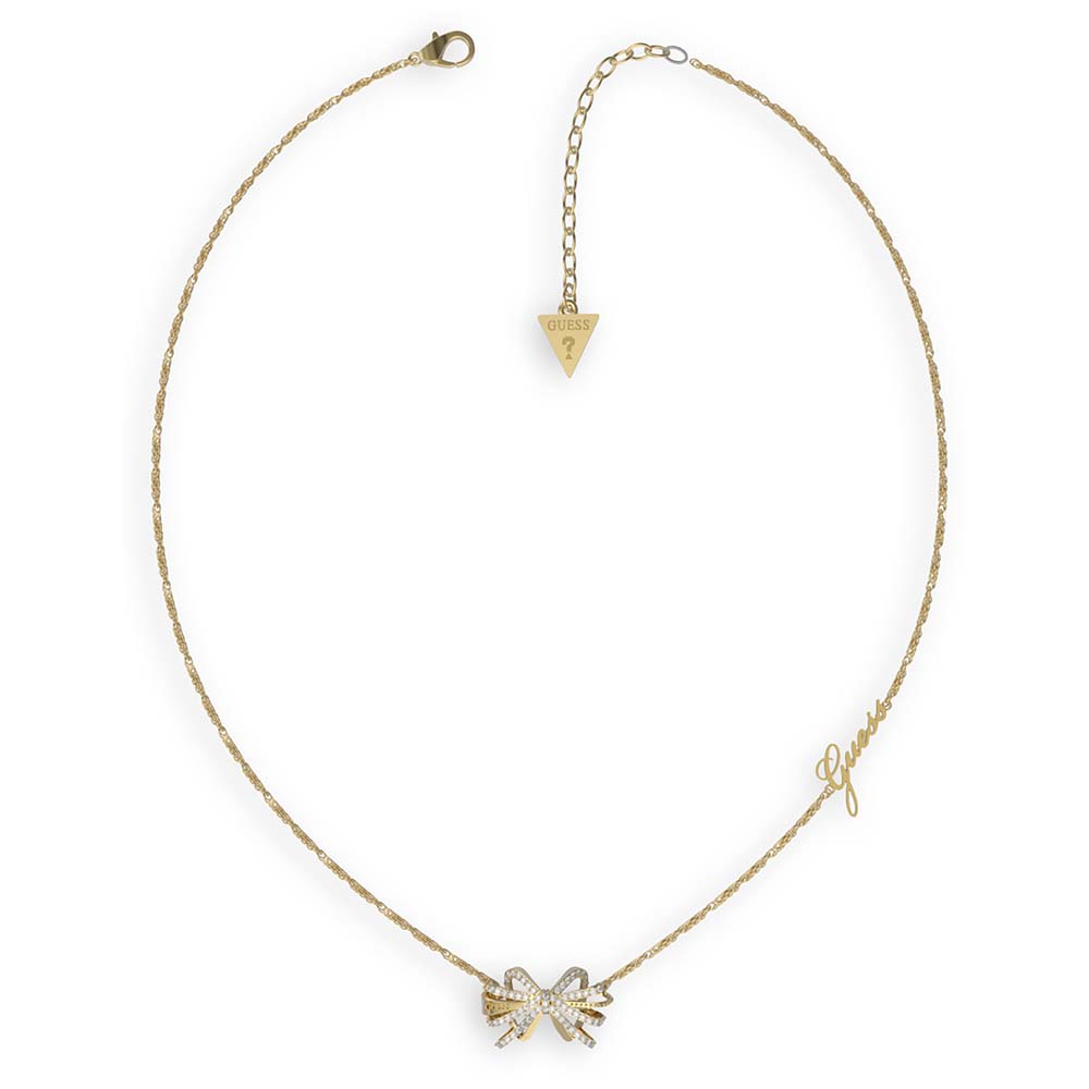 Guess Gold Plated Stainless Steel 22mm Bow On 16-18" Chain - UBN01322JWYG GUESS JEWELLERY 