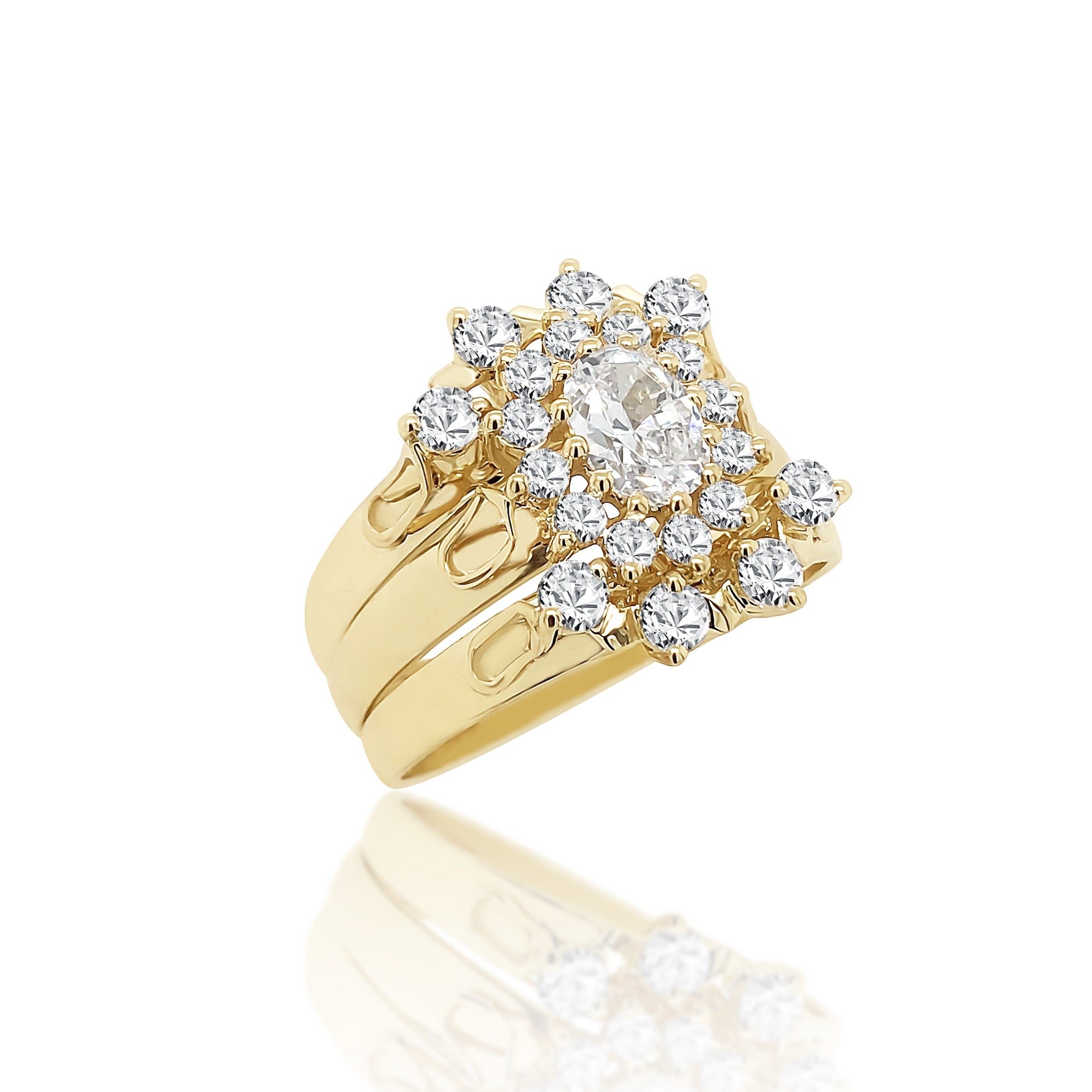 9ct Yellow Gold 3 Piece Ring Set with Cubic Zirconia Setting 9ct Gold Ring, Gold Jewellery, Gold Rings 