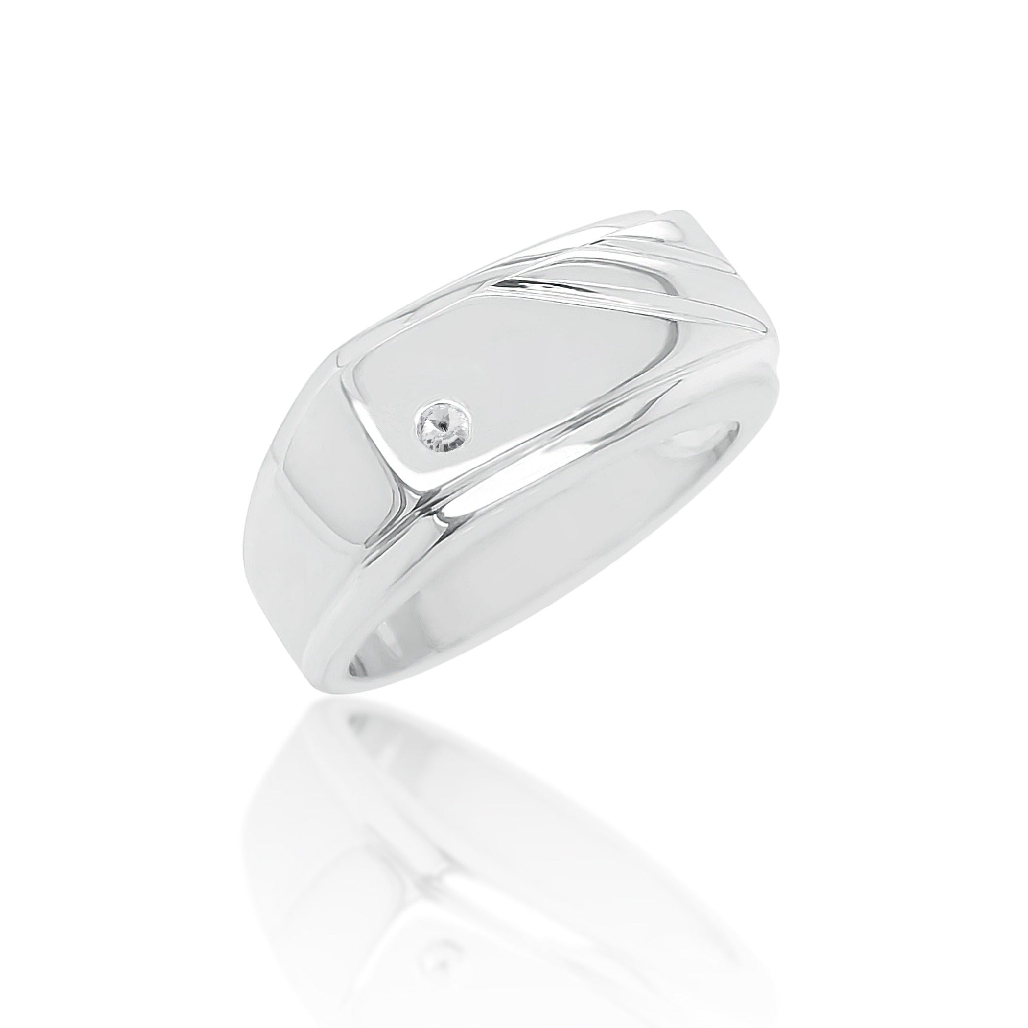 Sterling Silver Men's Cubic Zirconia Ring SKU-7410802032834 Sterling Silver Rings 