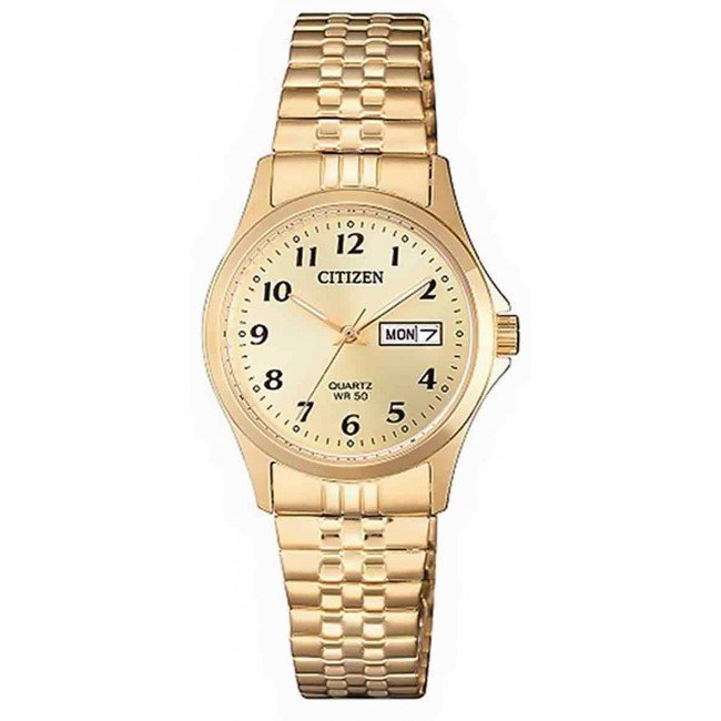 Citizen Ladies Quartz Expansion Bracelet 50m Gold Dial, Gold Case & Band - EQ2002-91P Citizen Quartz 