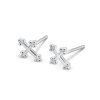 Sterling Silver Ladies 2 Piece Princess Cut Three Stone Bridal Cubic Zirconia Wedding Set Sterling Silver Rings 