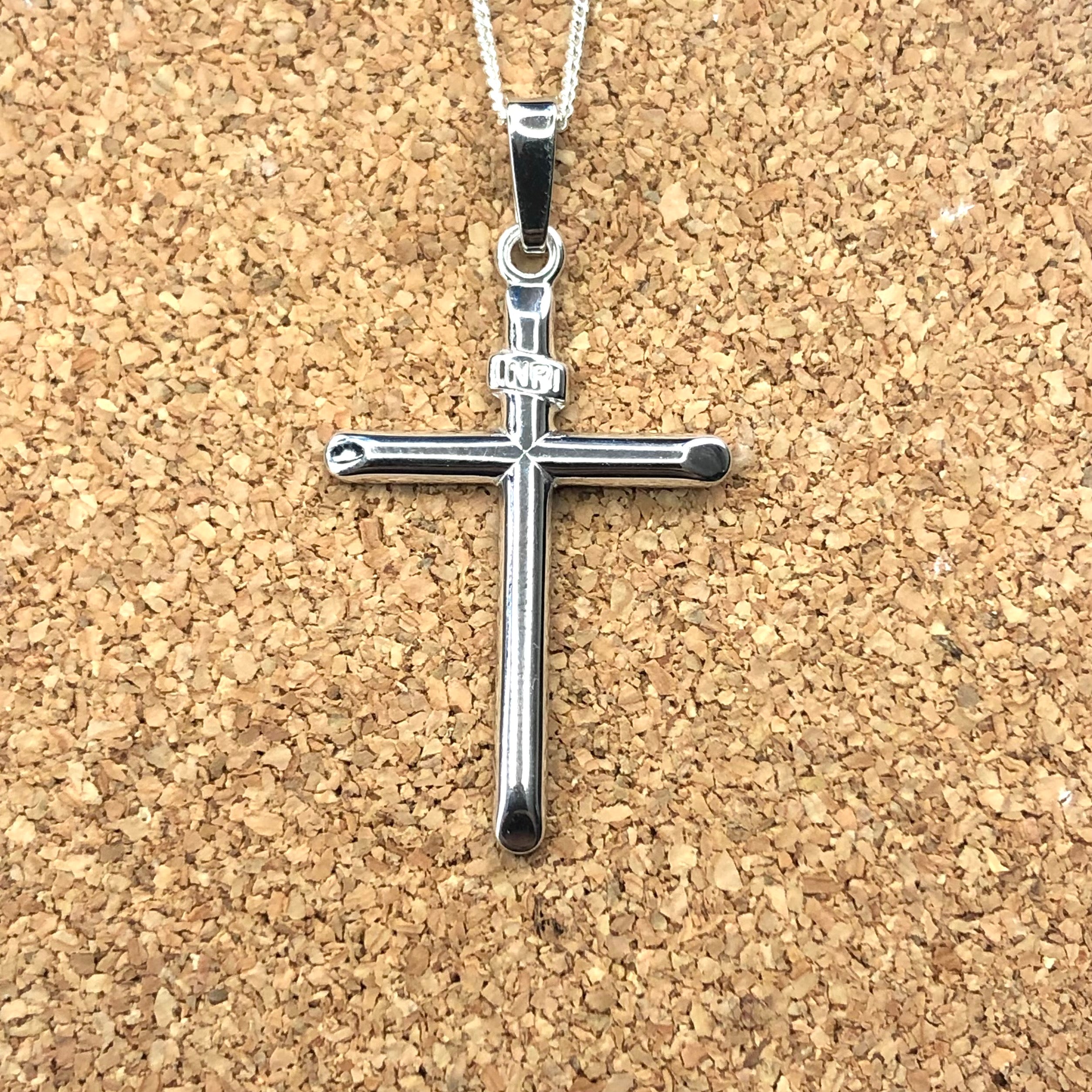 Sterling Silver Cross Pendant 40mm x 21mm With Sterling Silver CD30 Chain Sterling Silver Pendants 
