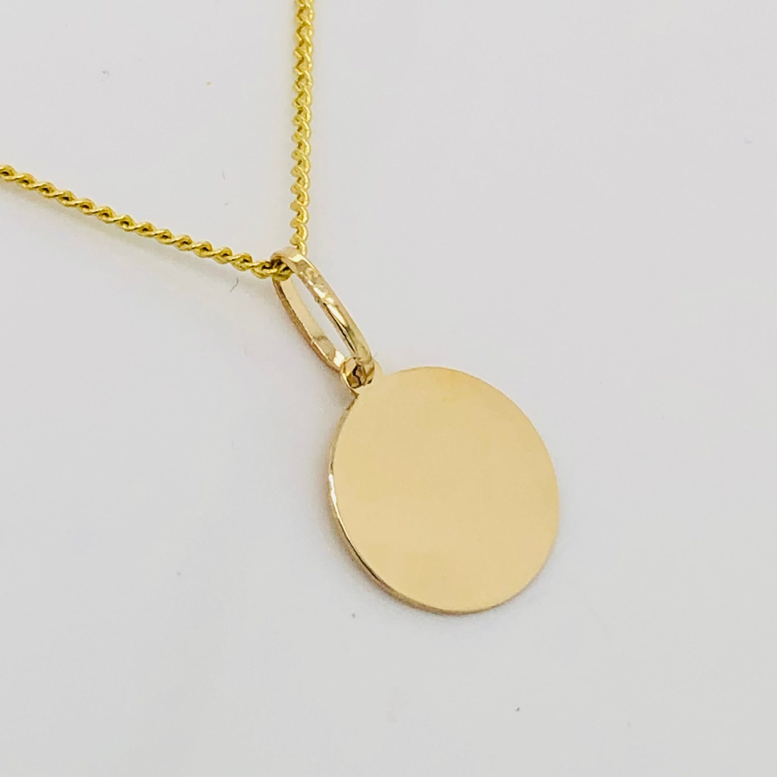 9ct Yellow Gold 12mm Round Engravable Disk Pendant Gold Pendants 