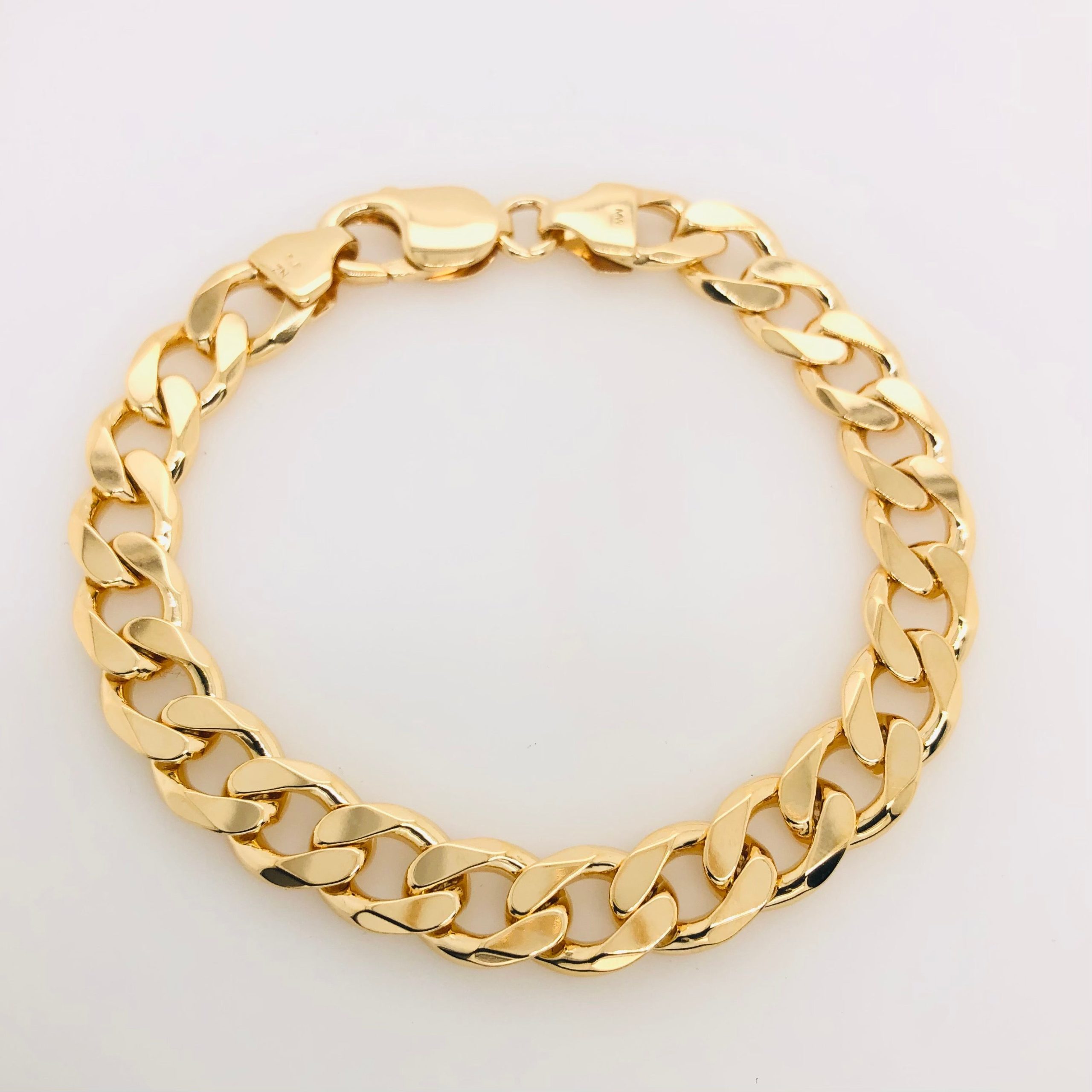9ct Yellow Gold Flat Bevelled Diamond Cut CD250 Curb Link Bracelet Gold Bracelets 