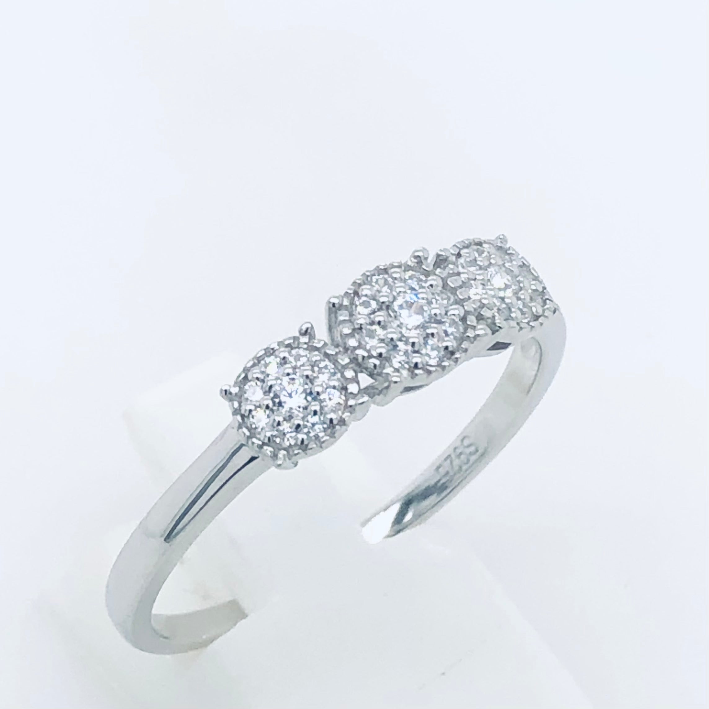 Sterling Silver Cluster Ring With Cubic Ziconia Setting Sterling Silver Rings 