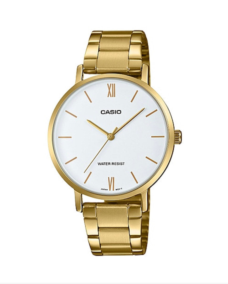 Casio Womens Analogue Stainless Steel White Dial Watch - LTPVT01G-7B CASIO 