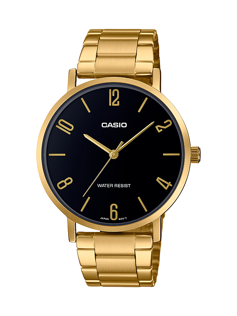 Casio Mens Analogue Stainless Steel Black Dial Watch - MTPVT01G-1B2 CASIO 