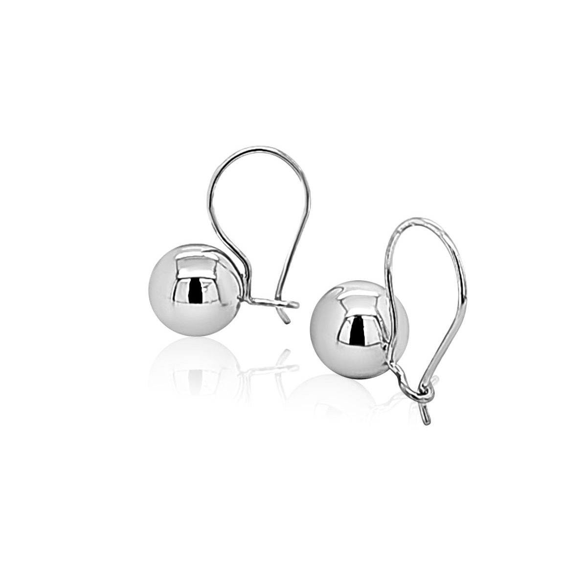 Sterling Silver 8mm Round Euroball Earrings STERLING SILVER EARRINGS 