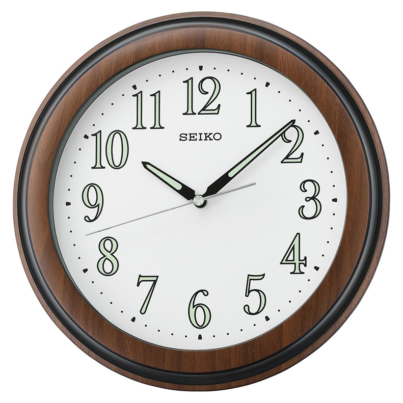 Seiko QXA313B Brown Wood Look Case with White Dial Wall Clock Seiko 