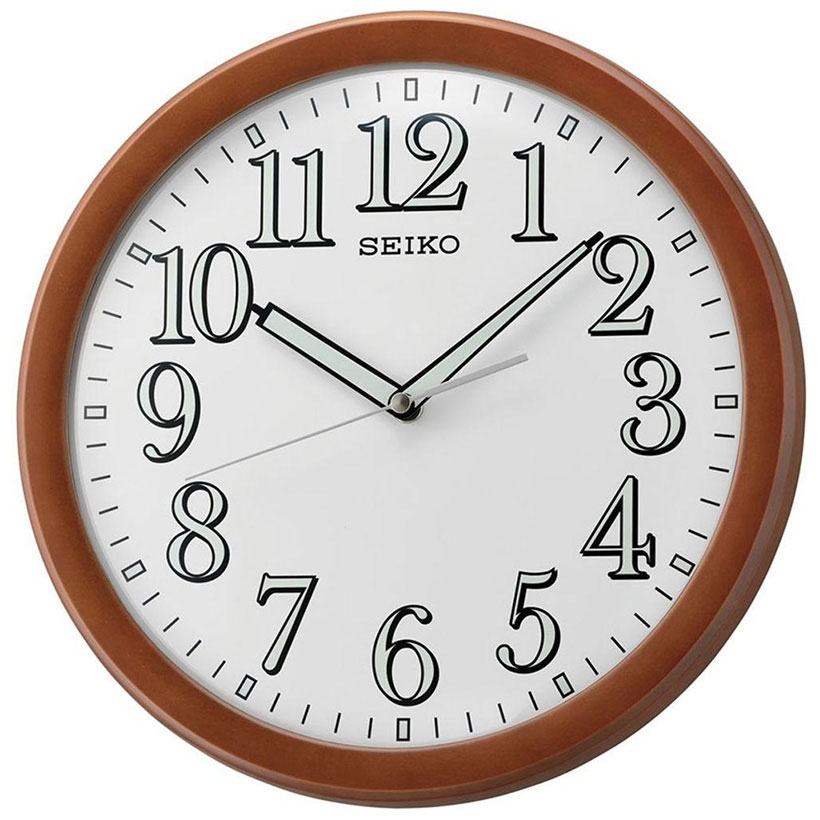 Seiko QXA720Z LumiBrite Brown Case White Dial Decorative Wall Clock Seiko 
