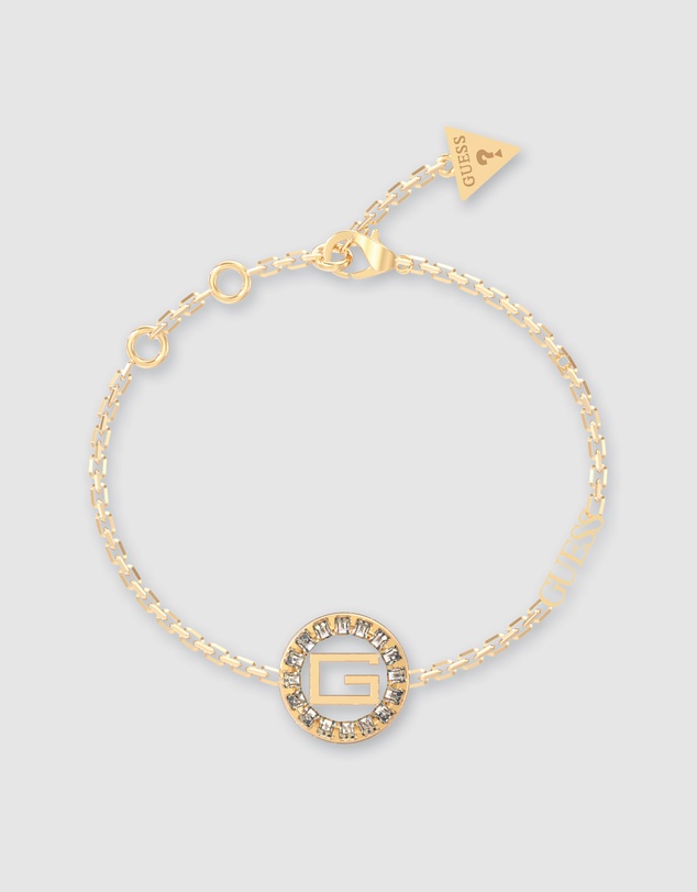 Guess 17mm Baguette Coin Gold Tone Bracelet GUESS JEWELLERY 