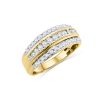 9ct Yellow Gold 6mm Wide Half Round High Polished Men's Wedding Band with 2 Line Grove Gold Rings, Men's Gold Rings 