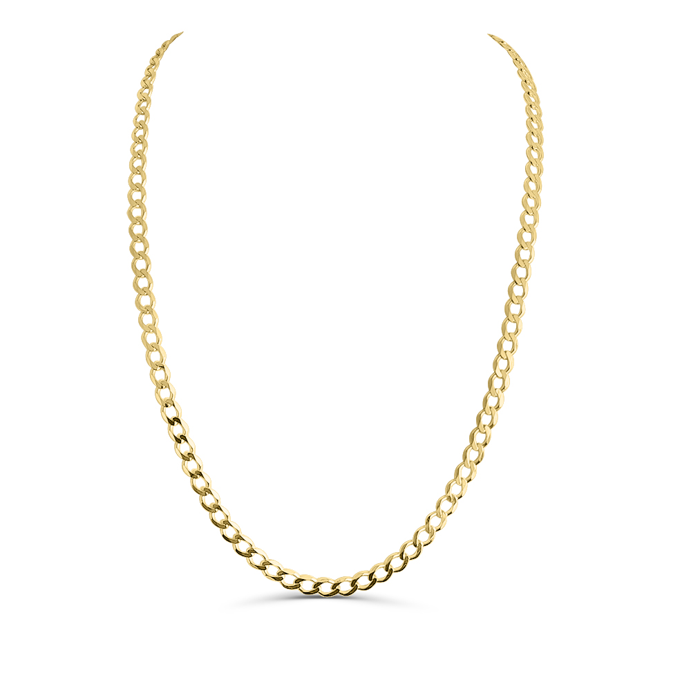 56cm 9ct Yellow Gold 130 gauge Solid Curb Link Chain Gold Chain 