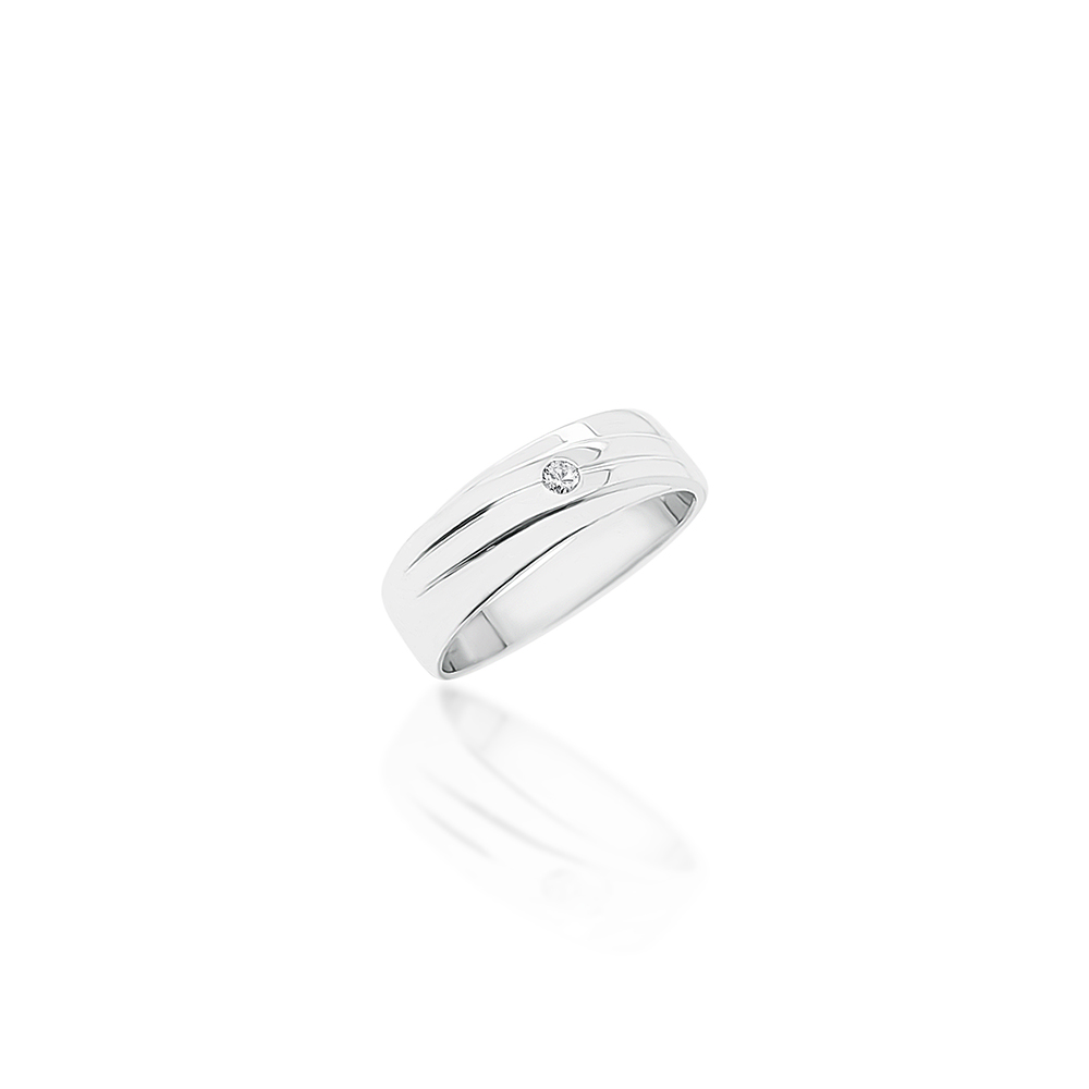 Sterling Silver Men's Cubic Zirconia Ring - D5384 Sterling Silver Rings 