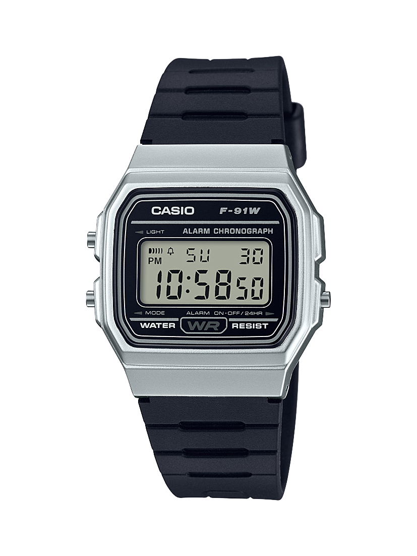 Casio Basic Mens Digital Retro Silver with Black Strap - F91WM-7A CASIO 