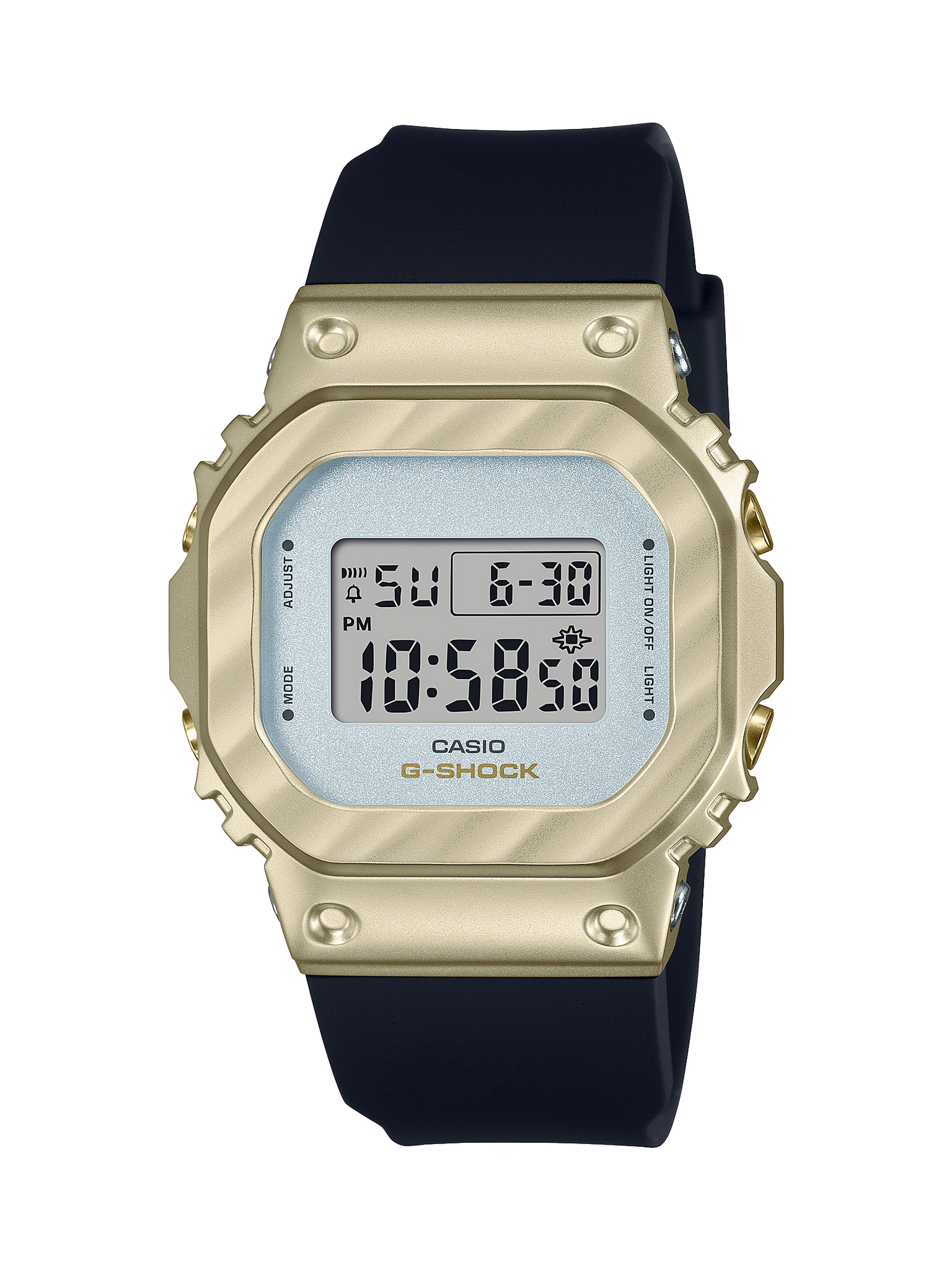 Casio G-Shock Womens Series Belle Courbe 200M WR Silver Dial, Gold Bezel, Black Resin Band Watch - GMS5600BC-1D G-SHOCK 