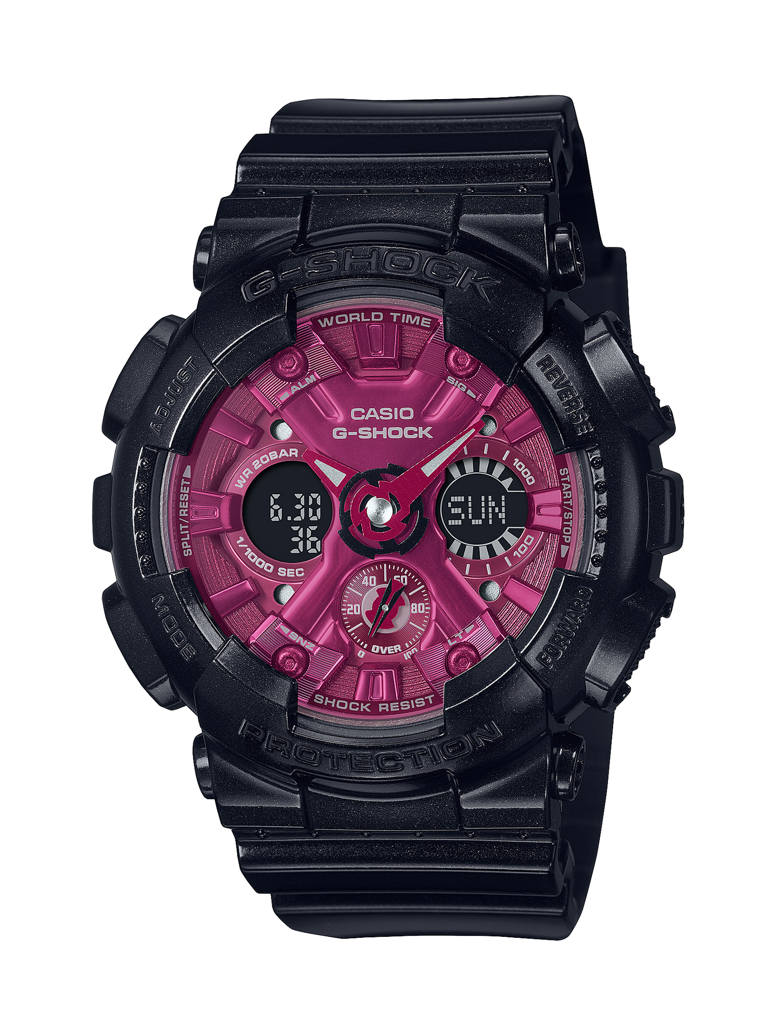 Casio G-Shock Womens Series Red & Black 200M WR Red Dial Black Resin Band Watch - GMAS120RB-1A G-SHOCK 