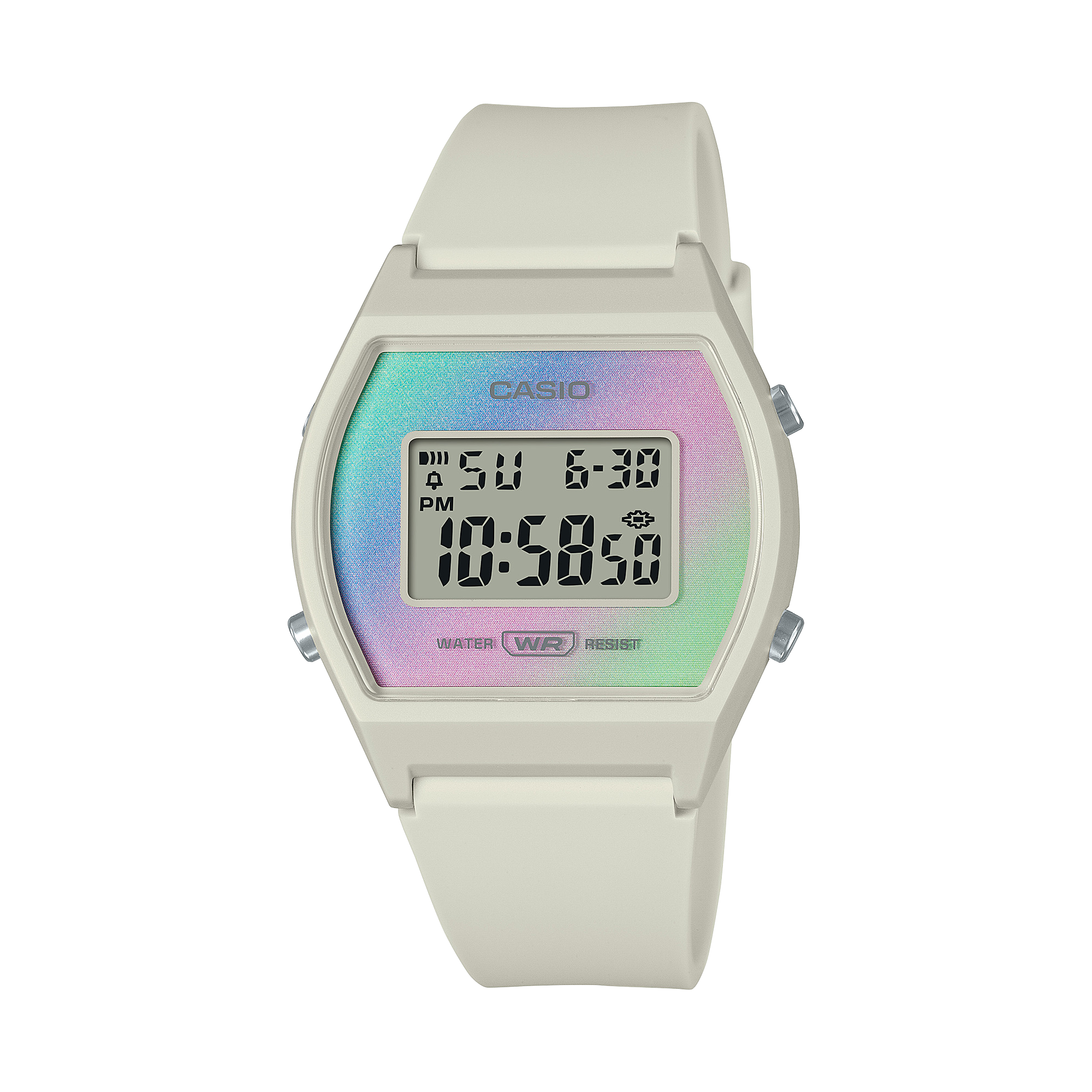 Casio Ladies Digital Pastel Colour 50M Cream Resin Colour - LW-205H-8A CASIO 