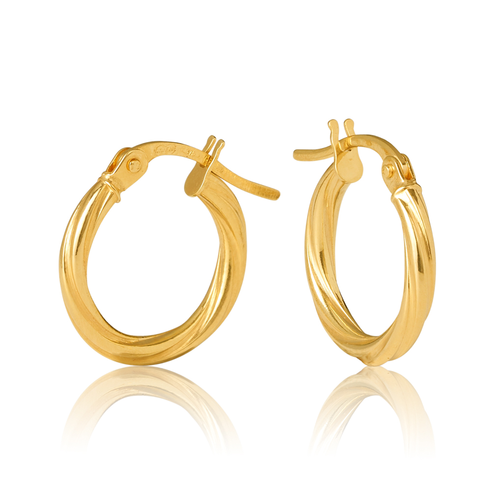 9ct Yellow Gold Sotto 1mm Twist 10mm Diameter Hoop Earrings Gold Earrings 