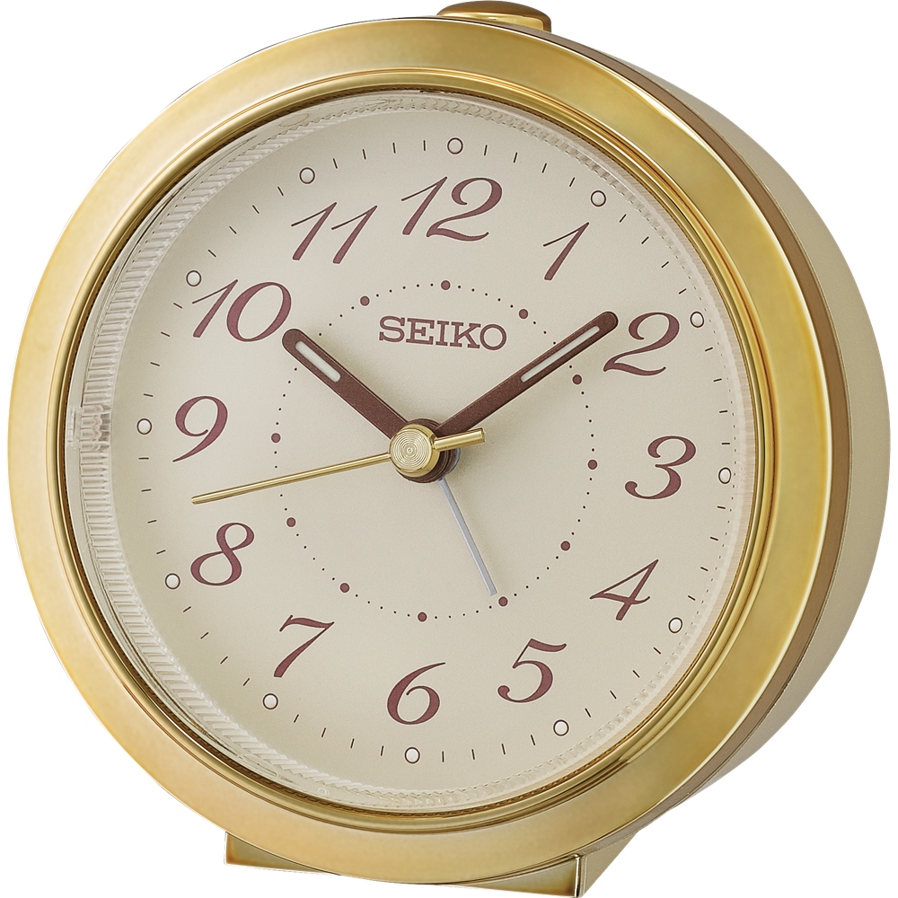Seiko Bedside Gold Case Table Alarm Clock - QHE187-G Seiko 
