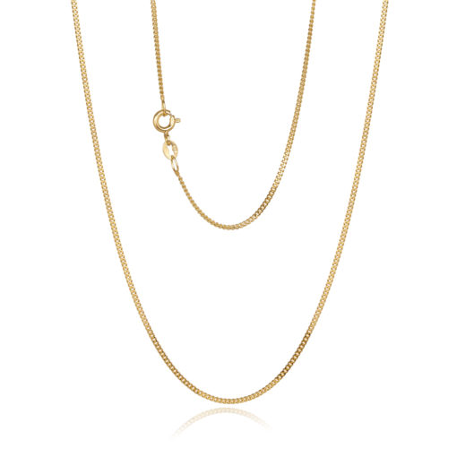 9ct Yellow Gold Grumetta 2 Sided 1.4mm Curb Link Chain, 55cm Long Gold Chain 
