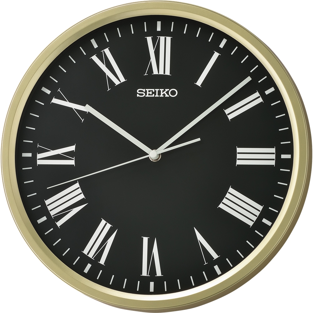 Seiko Decorator Gold Case Black Dial Wall Clock - QHA009-G Seiko 