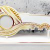 Island Design Golden Red Theme Colour UV Printed Birthday Key with Coloured Kiribati Flag and Matching Colour Stand 21st Keys 