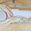 Island Design Golden Red Theme Colour UV Printed Birthday Key with Coloured Kiribati Flag and Matching Colour Stand 21st Keys 
