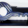 Island Design White & Blue Theme Colour UV Printed Birthday Key with Coat of Arms of Cook Island and Matching Colour Stand 21st Keys 