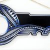 Maori Design Hand Carved 21st Wooden Key with "21" Paua Shell Disk Insert 21st Keys 