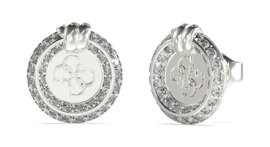 Guess Silver Tone 14mm 4G Logo Knot Studs GUESS JEWELLERY 