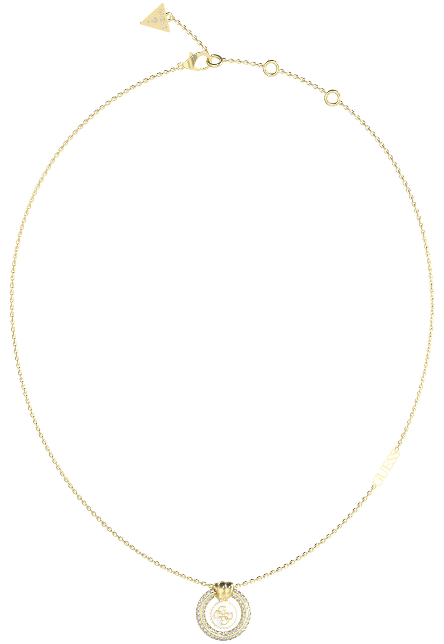 Guess Gold Tone 16"-18" 4G Logo Knot You White Crystal Necklace GUESS JEWELLERY 
