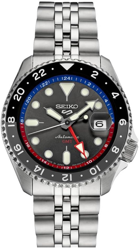 Seiko 5  Sports SKX GMT 100M WR Automatic Charcoal Gray Dial Stainless Steel Watch - SSK019 Seiko 