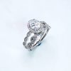 Sterling Silver Round Cut Double-Halo Engagement Ring & Matching Wedding Band with CZ Setting Sterling Silver Rings 