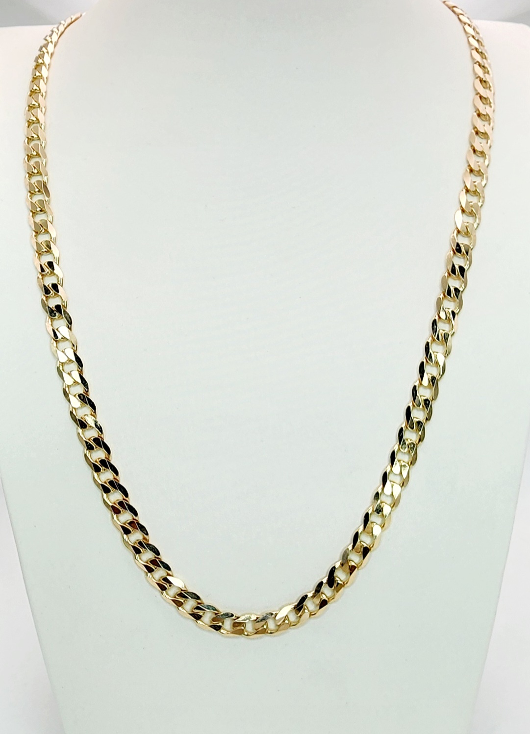 9ct Yellow Gold FBSCD180 Solid Flat Bevelled Diamond Cut Curb 60cm Chain Gold Chain 
