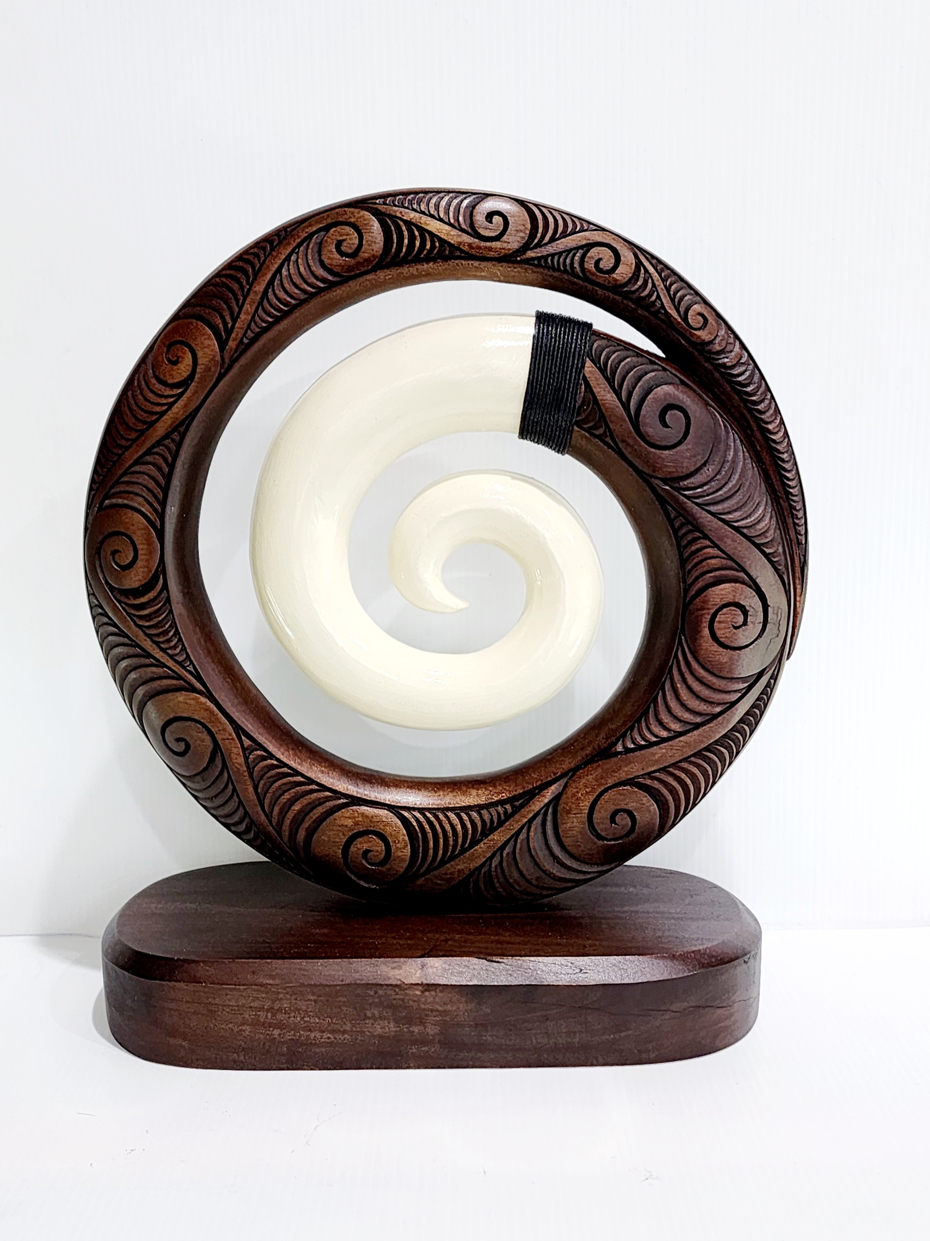 Wooden Carved Koru with White Resin on Base 300mm High 9ct Gold Ring, Gold Jewellery, Gold Rings 
