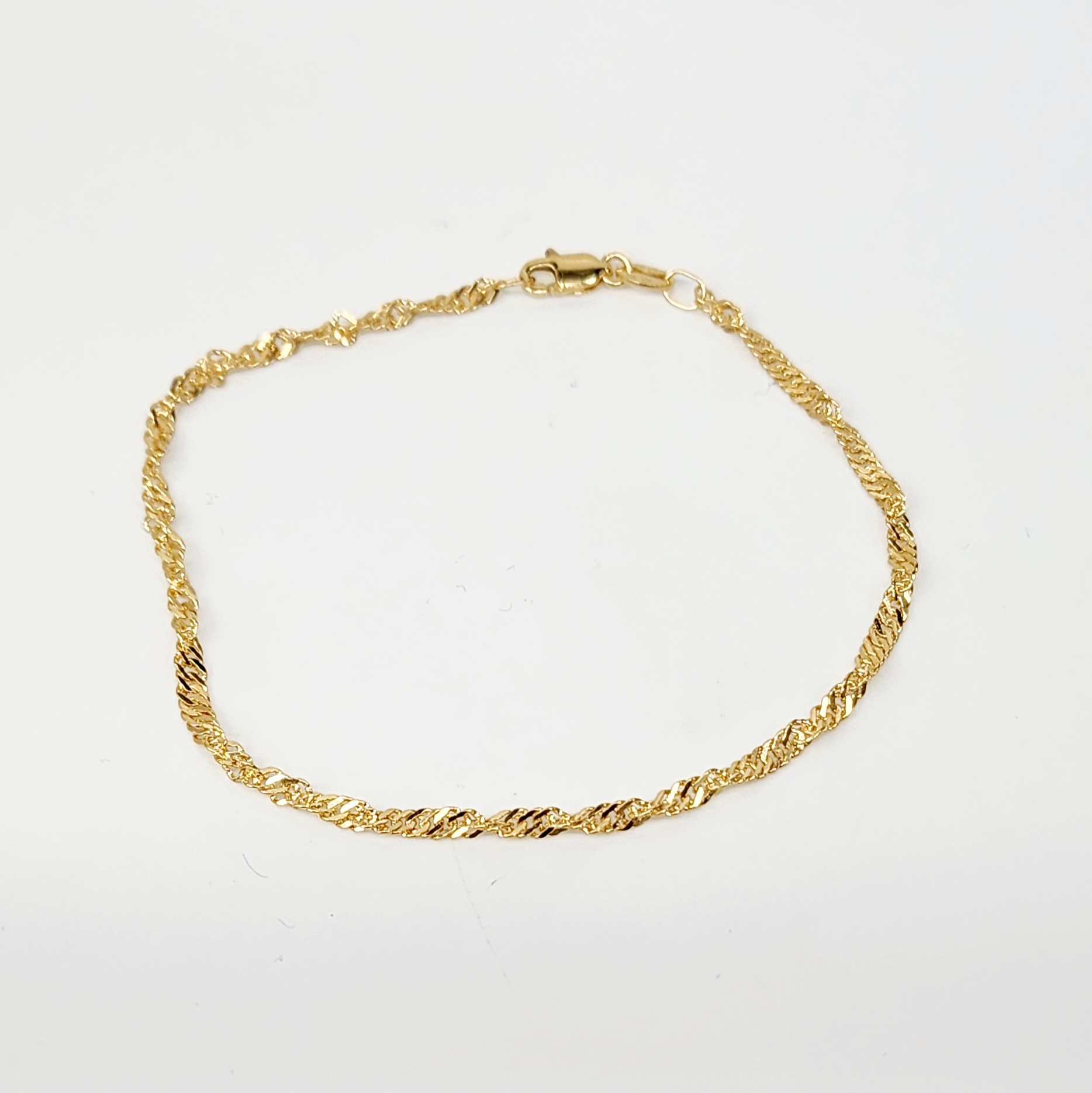 9ct Yellow Gold Singapore Twist 40 Gauge Bracelet Gold Chain 
