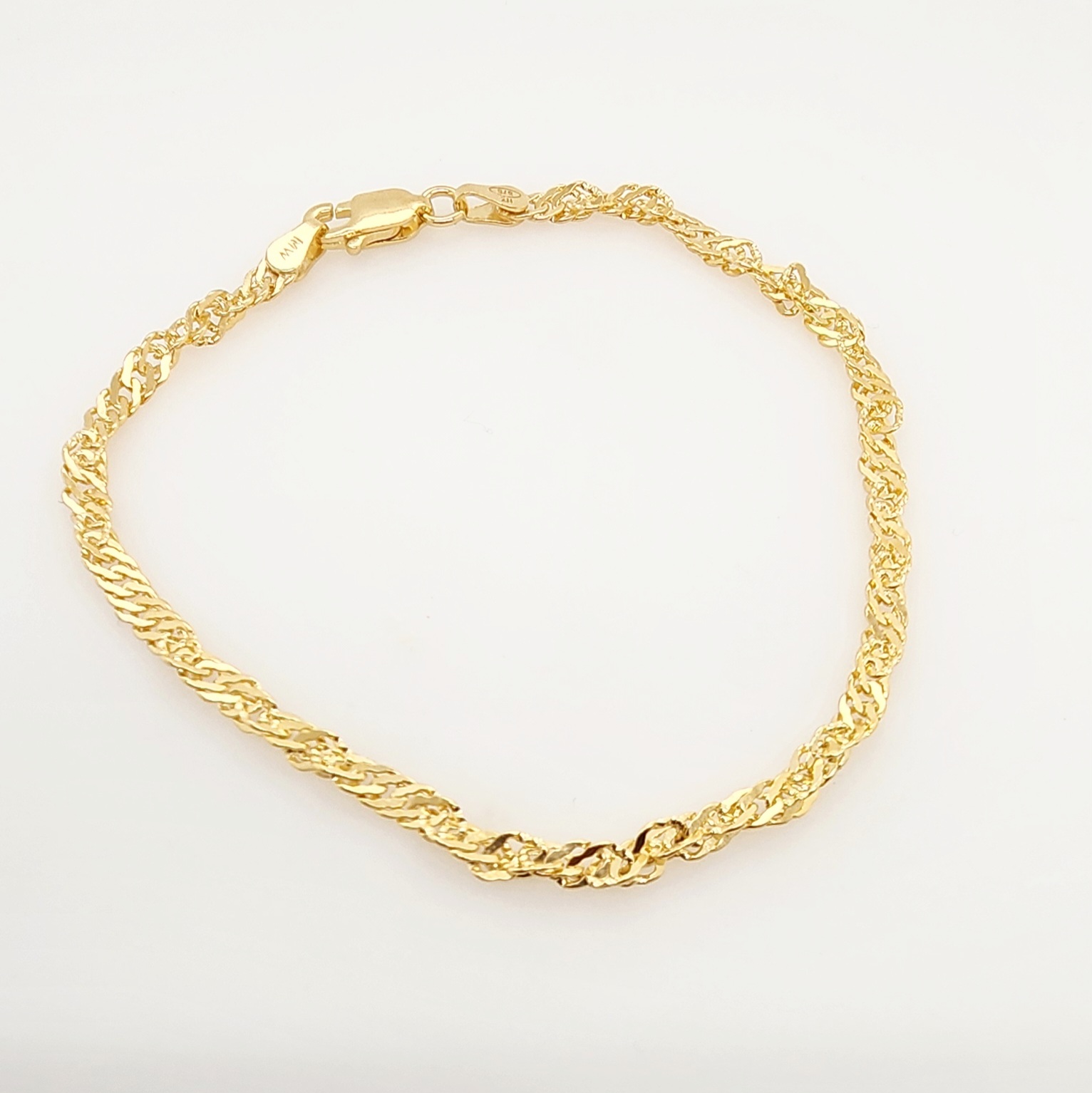 9ct Yellow Gold Singapore Twist 50 Gauge Bracelet Gold Chain 