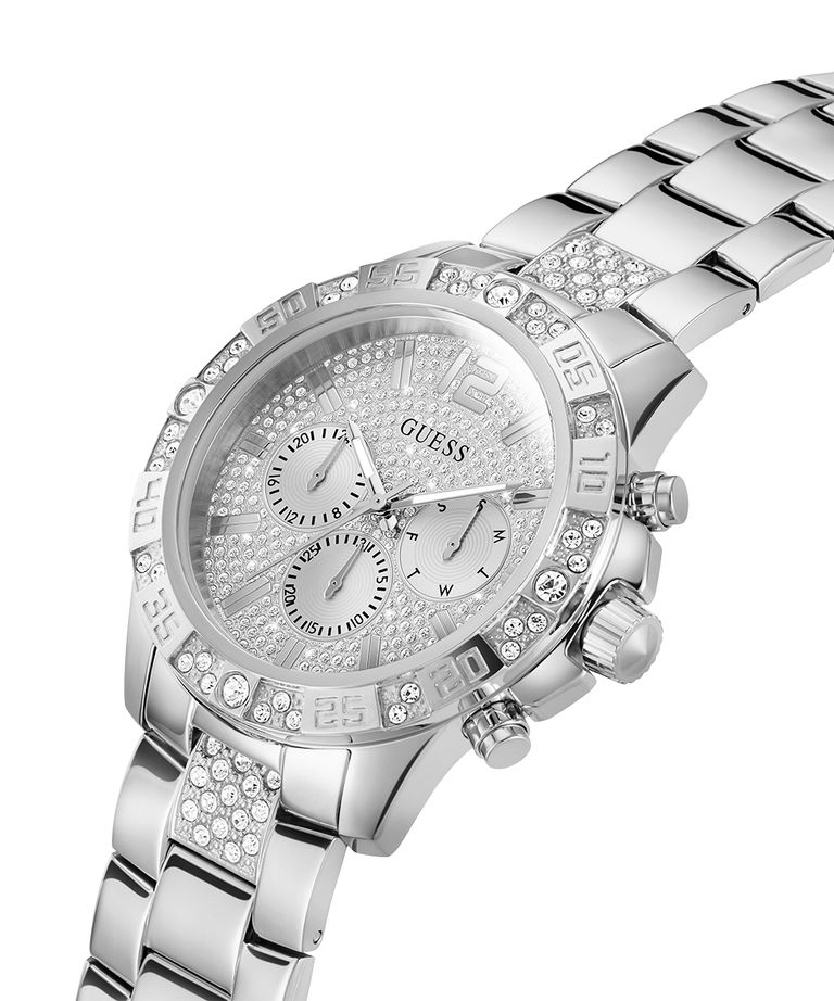 Guess Gents Majesty Crystal Set Silver Dial/Case & Band