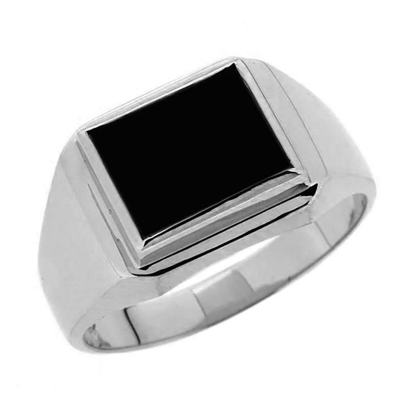 Sterling Silver 10 x 8mm Rectangle Black Onyx Gents Ring Sterling Silver Rings 