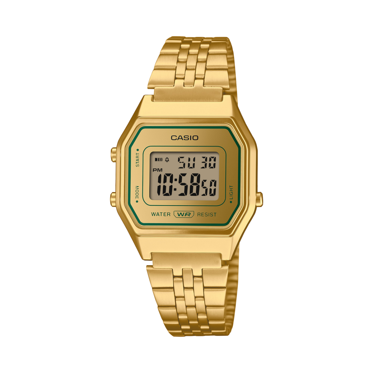 Casio Ladies Digital Geen Accent WR Gold Case & Band Watch - LA680WEGV-9A CASIO 